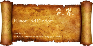 Humor Nándor névjegykártya